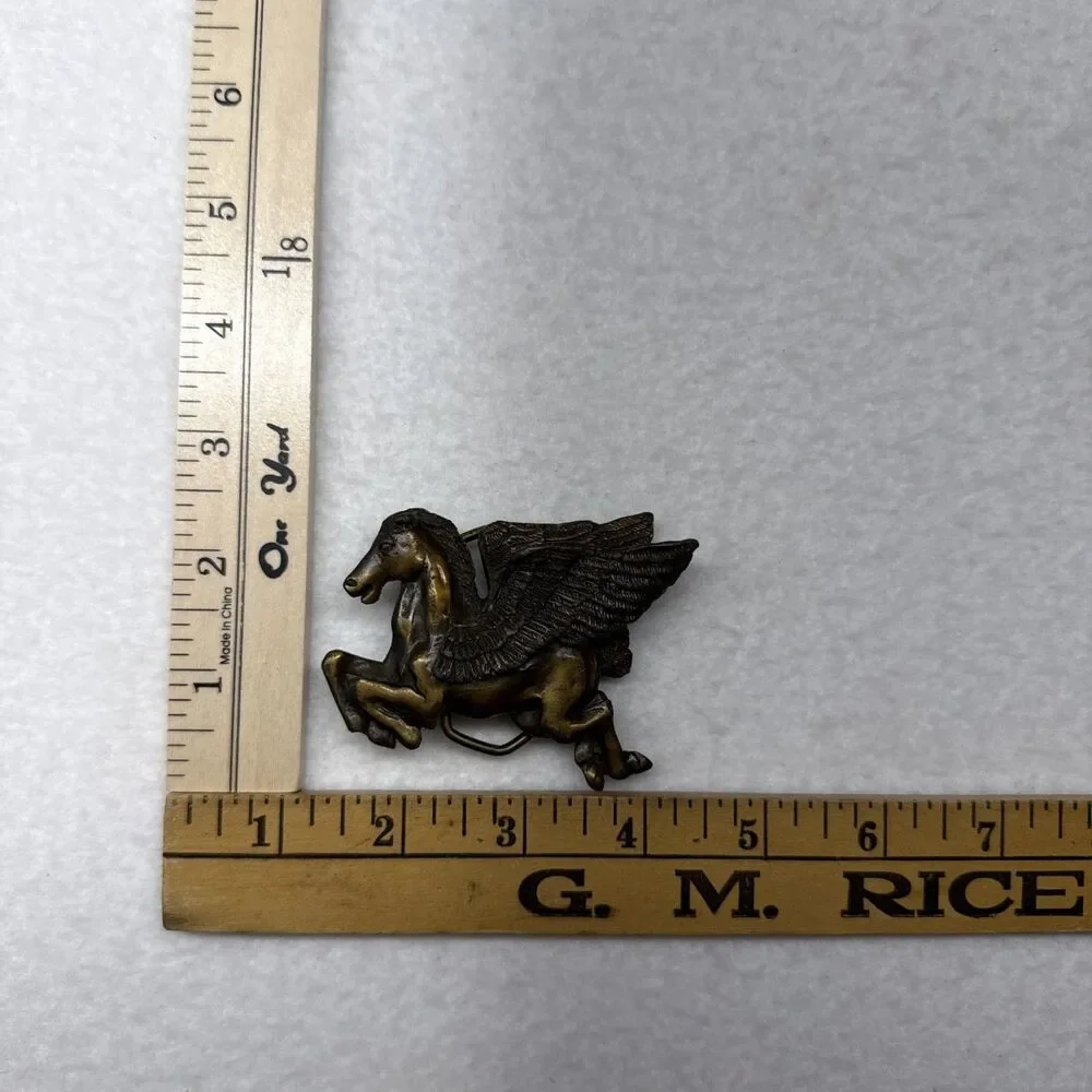 Indiana Metal Craft 1979 J70 Pegasus Belt Buckle Vintage 70s Winged Horse